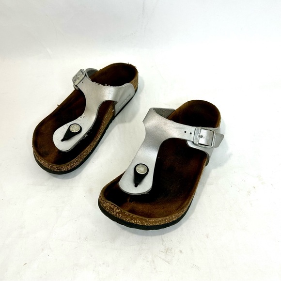 Birkenstocks Kids Silver Gizeh Thong Sandals size 1 - Picture 9 of 12